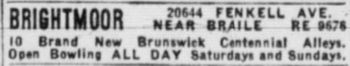 Brightmoor Lanes - Dec 1944 Ad